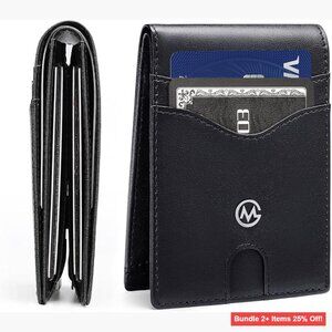 Slim Leather Bifold Wallet with Credit Card Slots Minimalist Front Pocket